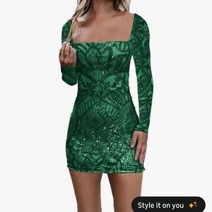Elegant Green Sequin Dress